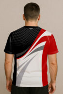 BLACK AND RED LINE BADMINTON JERSEY