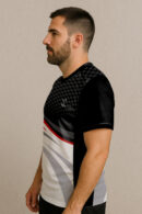 BLACK AND RED LINE BADMINTON JERSEY
