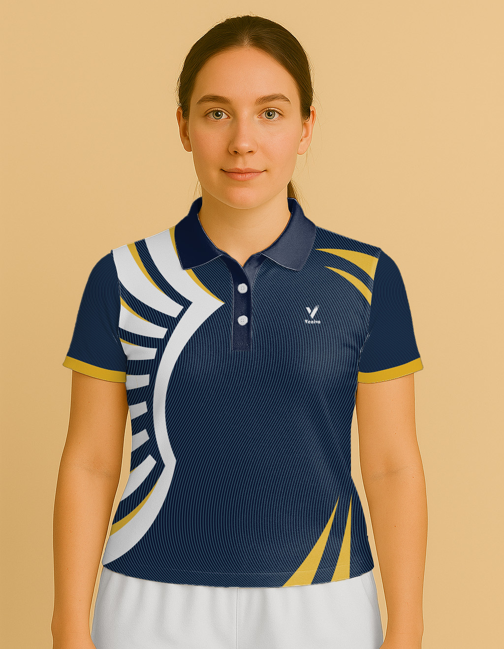 GOLD ARC NAVY WOMEN CRICKET JERSEY