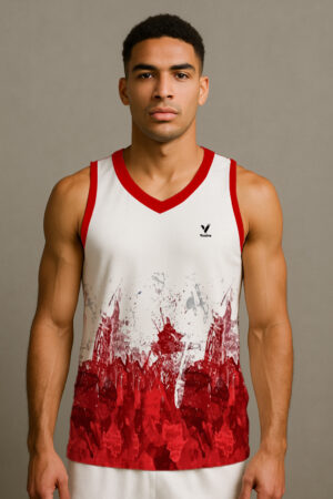 RED TRIM BASKETBALL JERSEY