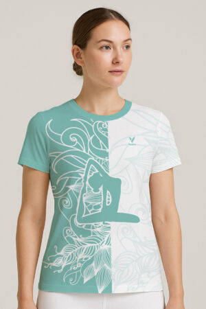 FLORAL TEAL TEE YOGA -JERSEY